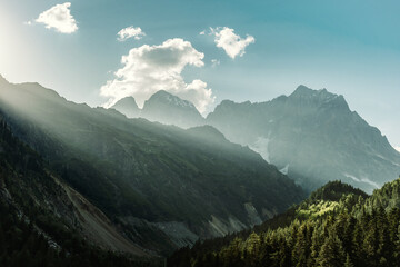 Wall Mural - beautiful landscape with sunny day in mountains