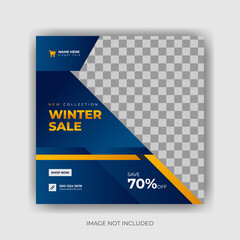 Wall Mural - winter Sale Social Media Post Banner Template. Super discount sale square flyer template. Modern and editable.