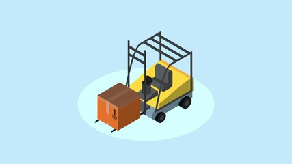 Poster - forklift with box logistic animation