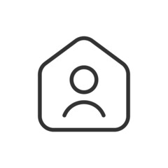 Poster - Simple stay at home line icon.