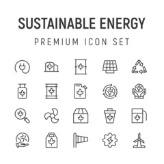 Poster - Premium pack of sustainable energy line icons.