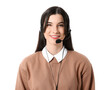 © Pixel-Shot - Beautiful consultant of call center in headset on white background