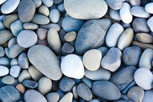 Abstract Background With Round Pebble Stones. Stones Beach Smooth. Top View.