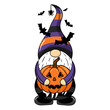 © Marina - Halloween gnome with a pumpkin in his hands. Halloween Gnome t shirt design vector. Cute Happy Halloween Vector illustration.