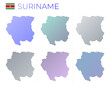 Suriname dotted map set. Map of Suriname in dotted style. Borders of the country filled with beautiful smooth gradient circles. Amazing vector illustration.