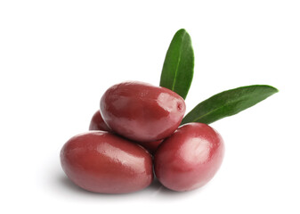 Poster - Red ripe olives isolated on white background