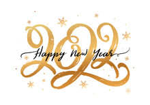 Happy New Year 2022 Greeting Banner With Lettering.