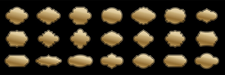Wall Mural - retro tags, gold metal badge label set, golden sticker, quality vintage emblem