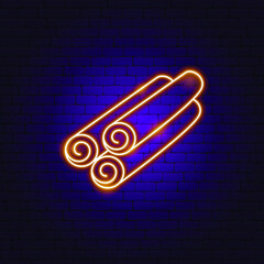 Poster - Cinnamon Neon Sign. Vector Illustration of Spice Promotion.