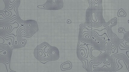 Fototapete - Animated topographic map on a gray old surface. 3d rendering loop animation HD