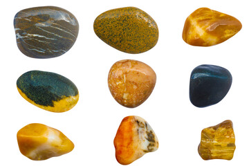 Wall Mural - a set of stones in isolation on a white background. sea pebbles