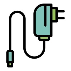 Poster - Mobile phone charger icon. Outline mobile phone charger vector icon color flat isolated