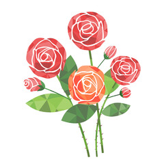 Illustration of a bouquet of roses (white background, vector, cut out)