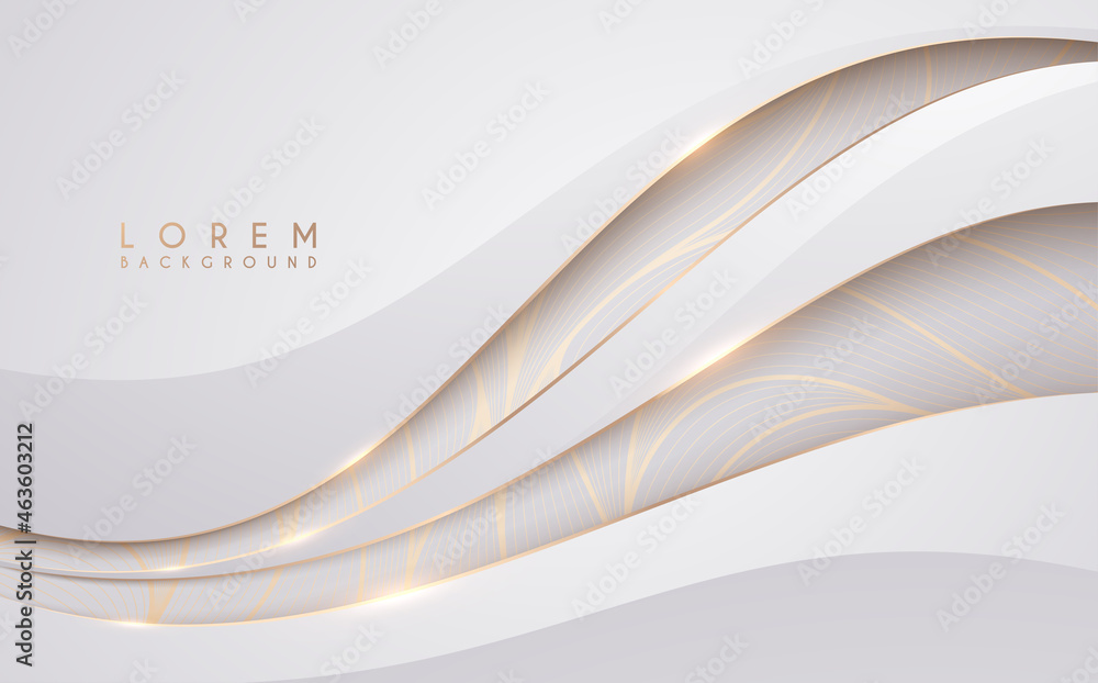 Abstract white and gold waved shapes background Stock Vector | Adobe Stock