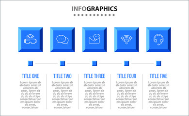 Vector Infographic design with icons. 5 options or 5 steps. process diagram, flow chart, info graph, Infographics for business concept, presentations banner, workflow layout.