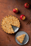 Fototapeta Kwiaty - Apple pie made from shortcrust pastry.