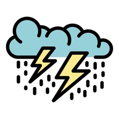 Wall Mural - storm cloud icon. outline storm cloud vector icon color flat isolated