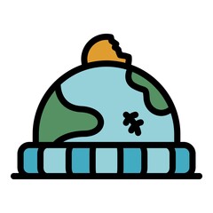 Sticker - Homeless winter hat icon. Outline homeless winter hat vector icon color flat isolated