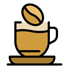 Wall Mural - Coffee cup icon. Outline coffee cup vector icon color flat isolated
