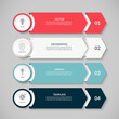 © vectorcreator - Vector infographic design template with 4 arrows and buttons. Can be used for web design, diagram, step options, chart, graph, business presentation.