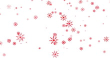 Red Snowflakes Falling Against White Background