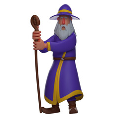 Charismatic 3D Witch Design with a magic stick