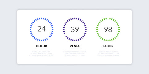 Wall Mural - Dashboard UI circle infographic. Web presentation screen data graphs HUD diagram modern app interface. Vector illustration