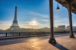 © Noppasinw - Paris France, city skyline sunrise at Eiffel Tower and Seine River Bir-Hakeim Bridge