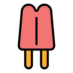 Wall Mural - Double stick ice cream icon. Outline double stick ice cream vector icon color flat isolated