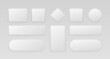 © Yelyzaveta - White glossy web buttons. Set of realistic 3d icons, internet stickers square rectangle circle shapes. Vector illustration