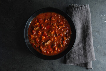 Sticker - Meat stew with vegetables on plate