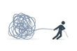 Stickman figure pulling tangle wire image. Clipart image