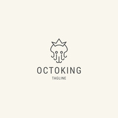 Wall Mural - King of octopus logo design with line art concept.