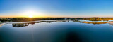 Fototapeta  - wschód słońca na terenach leśnych i rekreacyjnych w Grojcu województwo Opolskie w Polsce z lotu ptaka