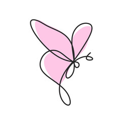 Wall Mural - Color butterfly as line drawing, isolated on the white. Vector