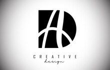 Letters DA D A Logo With A Minimalist Design. Letters D And A With Geometric And Handwritten Typography.