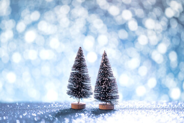 Wall Mural - closeup - christmas tree toy with snow bokeh. christmas holiday celebration and new year 2022 backgr