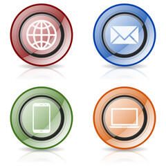 Sticker - Internet and webdesign concept icons, colorful circle glossy web buttons