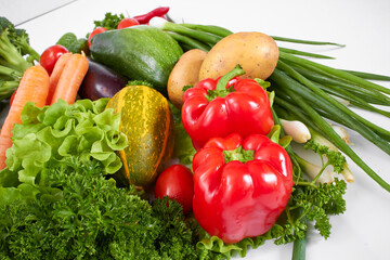 Wall Mural - fresh vegetables on the white background