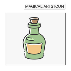 Wall Mural -  Potion bottle color icon. Potion created by witch. Love elixir, poison, Magic. Magical arts concept. Isolated vector illustration