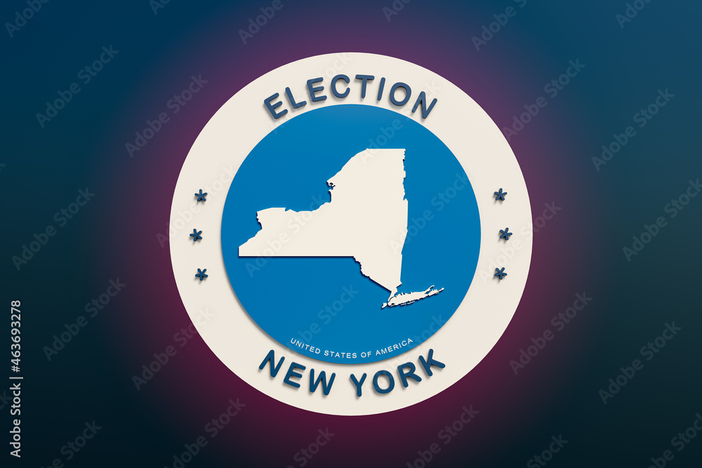 US state New York gubernatorial election. Election sign with a bright ...