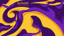 Modern Clouds Like Liquid Space With Stars Hand Drawn Background Wallpaper Japanese Anime Inspired Edition 14 Of 20 Yellow Purpple Lakers Like