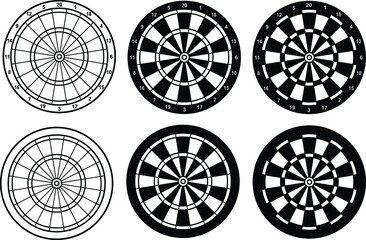 Wall Mural - Dartboard Game Clipart Set - Blank and With Point Numbers