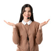 © Pixel-Shot - Beautiful consultant of call center in headset on white background