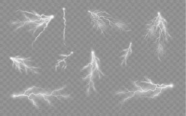 Wall Mural - set of zippers, thunderstorm and effect lightning.