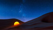 © Marcos Osorio/Stocksy - Desert landscape with a light sphere under a starry sky