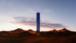 © Marcos Osorio/Stocksy - Desert dune landscape at sunset with a metal column