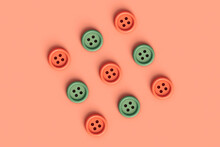 Nine Pink And Green Buttons On Pink Background