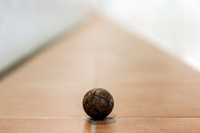 Extreme Close Up Of A Ball Or "pelota" Of A Traditional Spanish Game "Valencian Pelota" In Ground