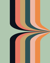 Retro Stripe Graphic Pattern In Pink, Orange And Green